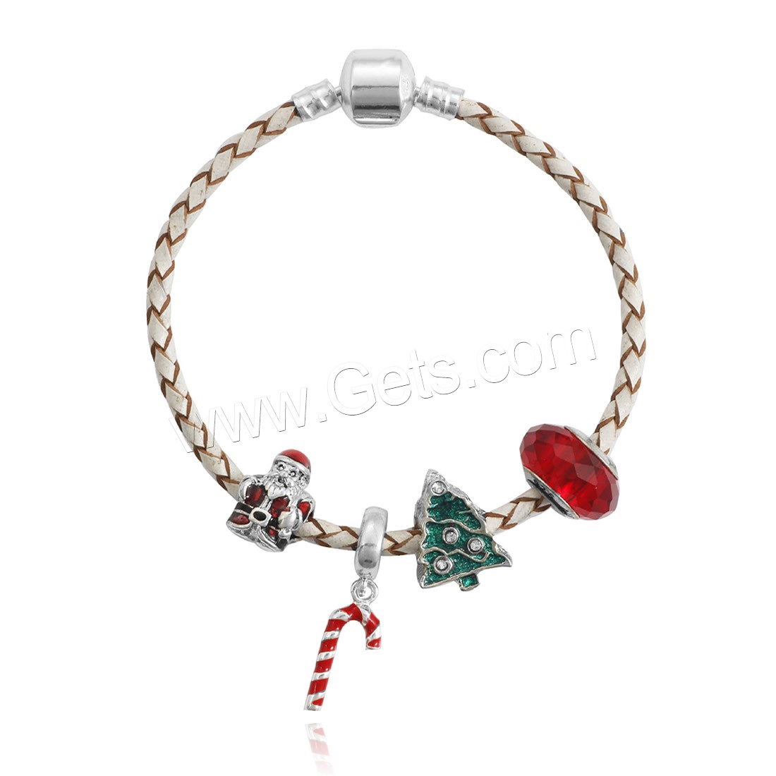 Zinc Alloy Christmas Bracelet, with Waxed Linen Cord & Crystal, antique silver color plated, with 925 logo & different length for choice & Unisex & Christmas jewelry & enamel & with rhinestone, lead & cadmium free, Sold By Strand
