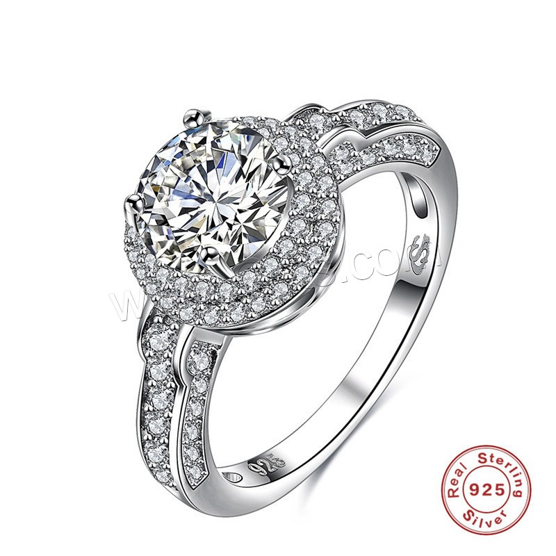 El anillo de dedo Newegg®, plata de ley 925, Redondo aplanado, micro arcilla de zirconia cúbica & para mujer, 10mm, Vendido por UD