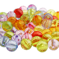 Transparent Acrylic Beads, Round & faceted & translucent 