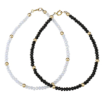Crystal Bracelets, Brass, with Crystal, 14K gold plated, for woman & faceted 3mm Approx 7 Inch 