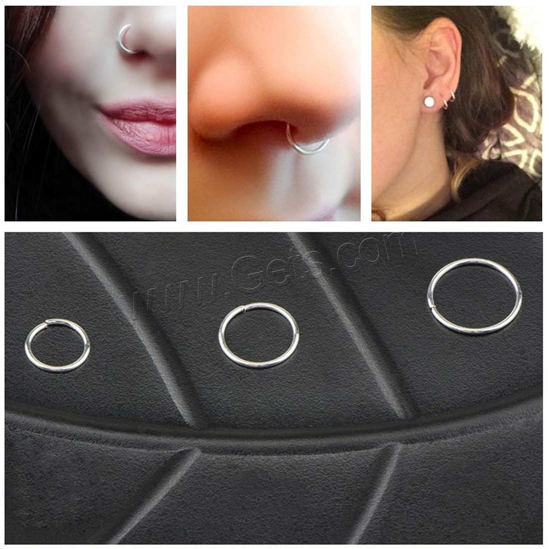 Edelstahl-Nase-Piercing-Schmuck, Zinklegierung, Kreisring, plattiert, unisex & verschiedene Größen vorhanden, keine, 6mm, 8mm, 10mm, verkauft von PC