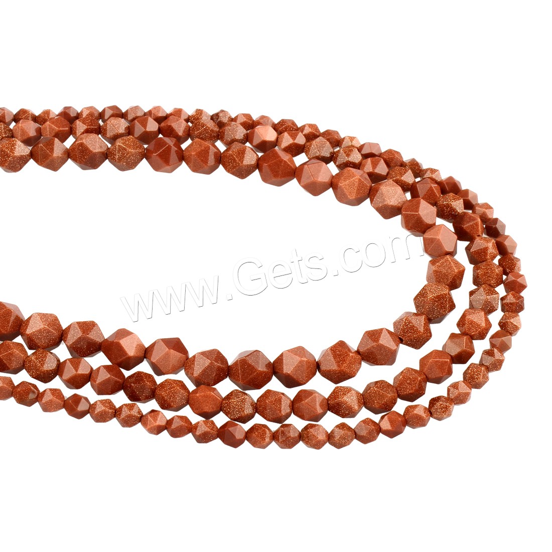 Goldstein Perlen, Goldsand, verschiedene Größen vorhanden & facettierte, verkauft von Strang