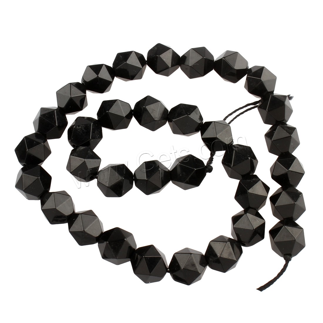 Natürlicher Turmalin Perlen, facettierte, schwarz, verkauft von Strang
