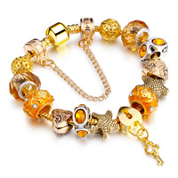 Zinc Alloy European Bracelets, with Crystal, plated, charm bracelet & for woman & enamel & faceted & with rhinestone 