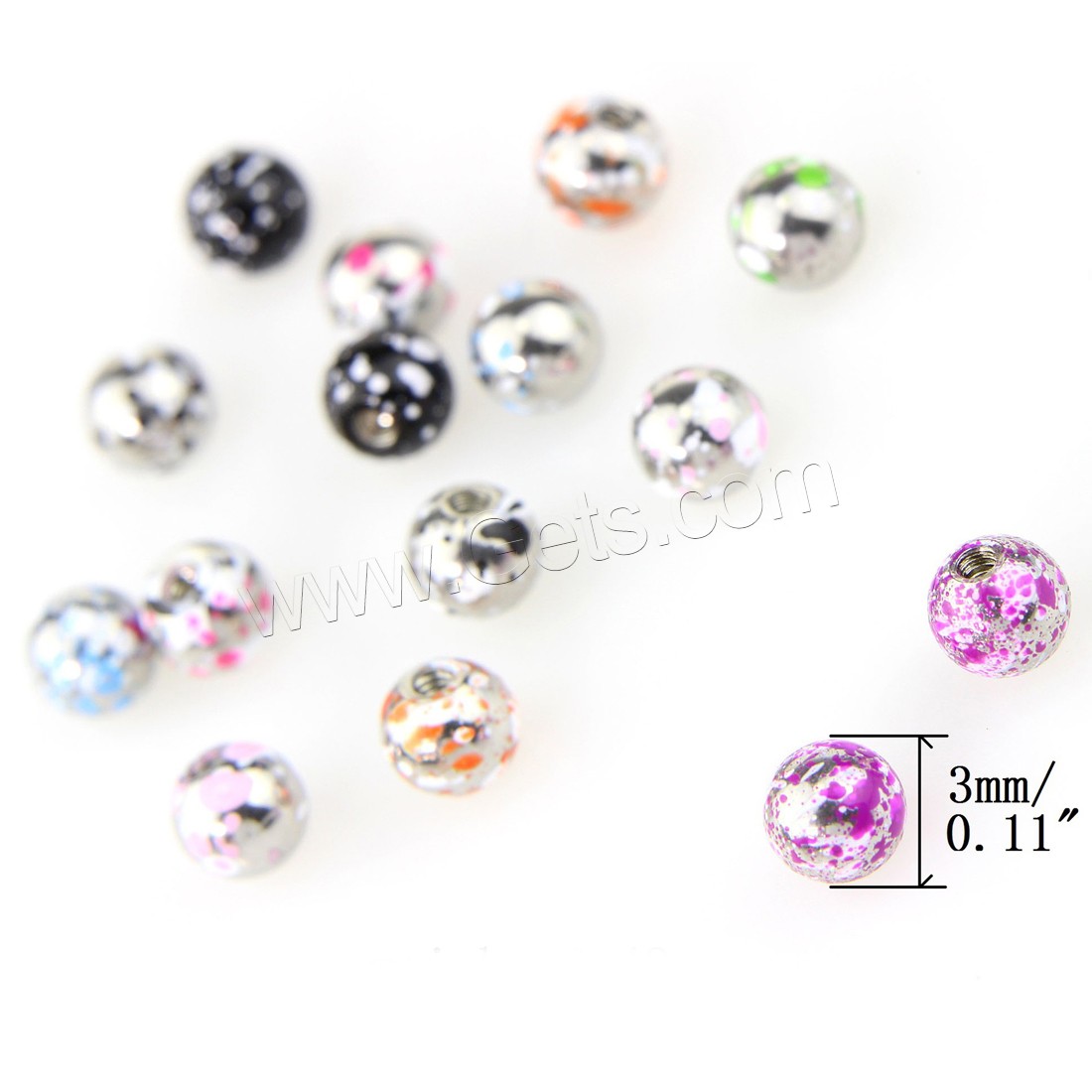 316L Stainless Steel Piercing Earring Findings, Round, stoving varnish, with troll & Unisex & with painted & different size for choice, more colors for choice, Sold By PC