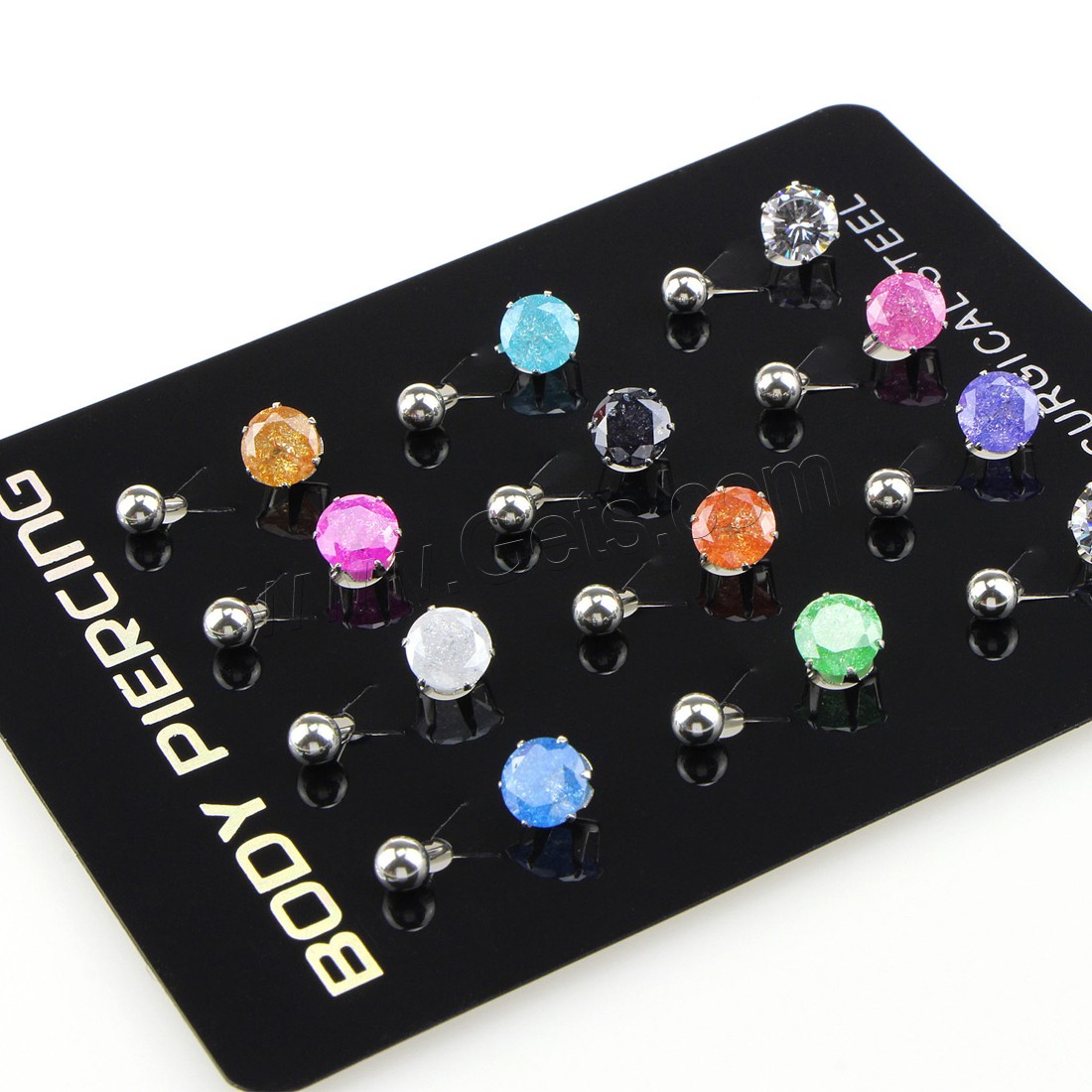 Stainless Steel Belly Ring, 316L Stainless Steel, plated, Unisex & different size for choice & with rhinestone, nickel, lead & cadmium free, 12PCs/Set, Sold By Set