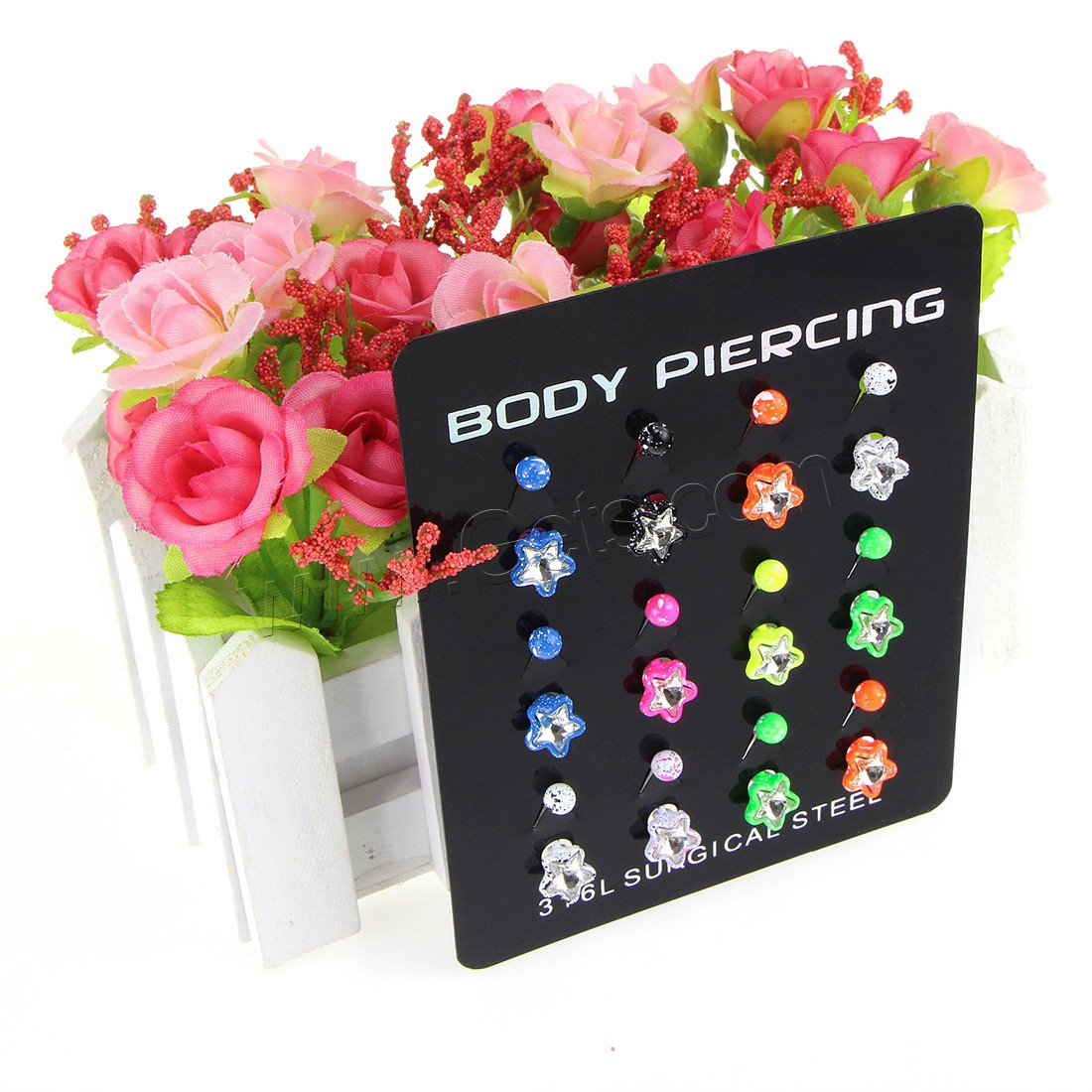 Stainless Steel Belly Ring, 316L Stainless Steel, plated, Unisex & different size for choice & with rhinestone, nickel, lead & cadmium free, 12PCs/Set, Sold By Set