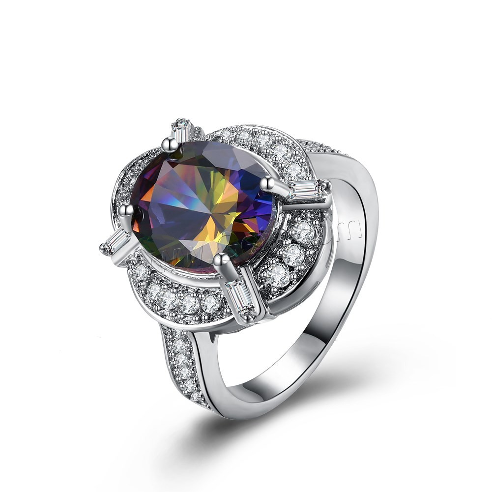 Favourer ® палец кольцо, Латунь, покрытый платиной, разный размер для выбора & Женский & с кубическим цирконием, 19mm, продается PC