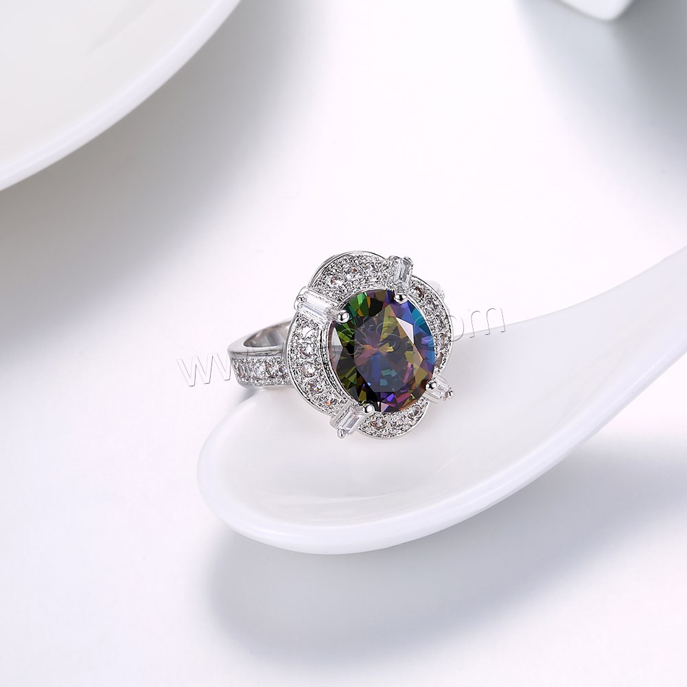 Favourer ® палец кольцо, Латунь, покрытый платиной, разный размер для выбора & Женский & с кубическим цирконием, 19mm, продается PC