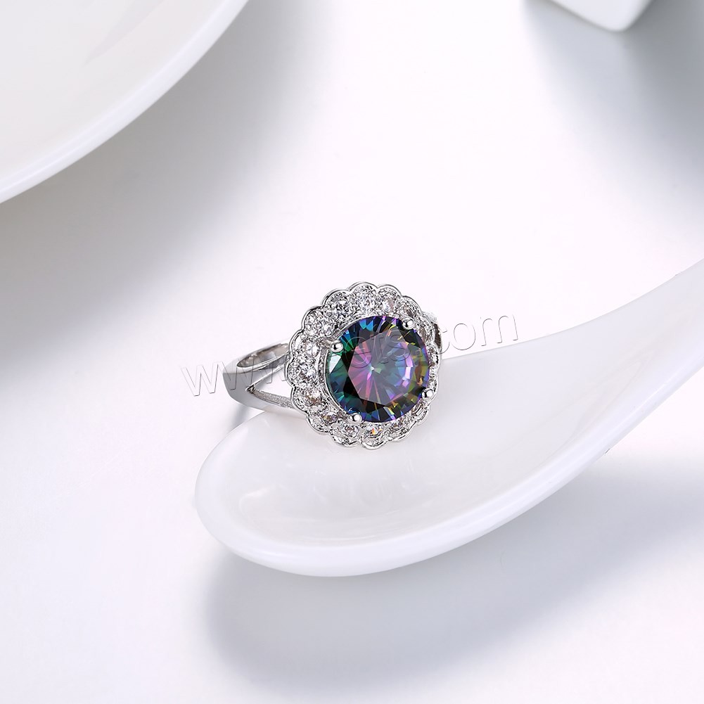 Favourer ® палец кольцо, Латунь, Форма цветка, покрытый платиной, разный размер для выбора & Женский & с кубическим цирконием, 16mm, продается PC