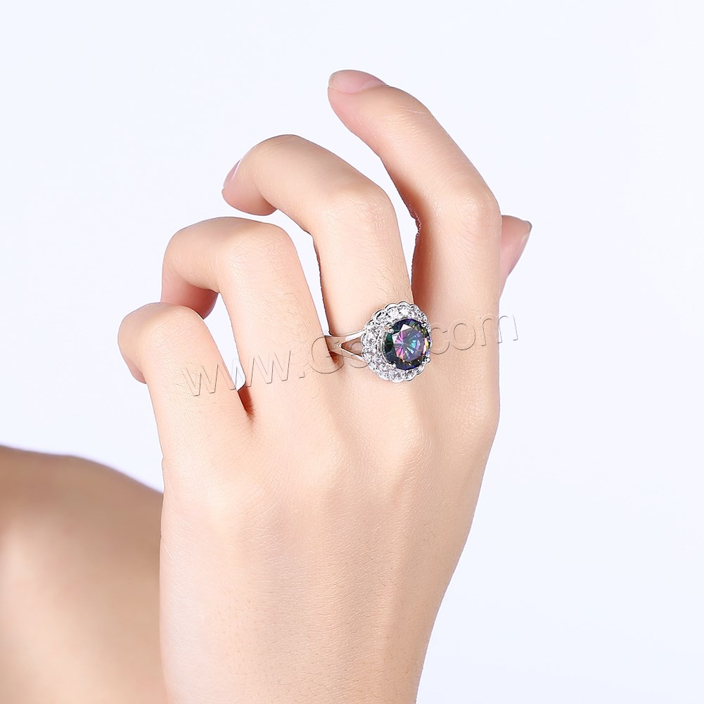 Favourer ® палец кольцо, Латунь, Форма цветка, покрытый платиной, разный размер для выбора & Женский & с кубическим цирконием, 16mm, продается PC
