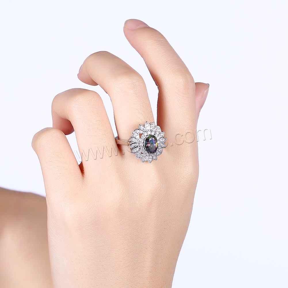 Brass, Flower, platinum plated, different size for choice & for woman & with cubic zirconia, 19mm, Sold By PC