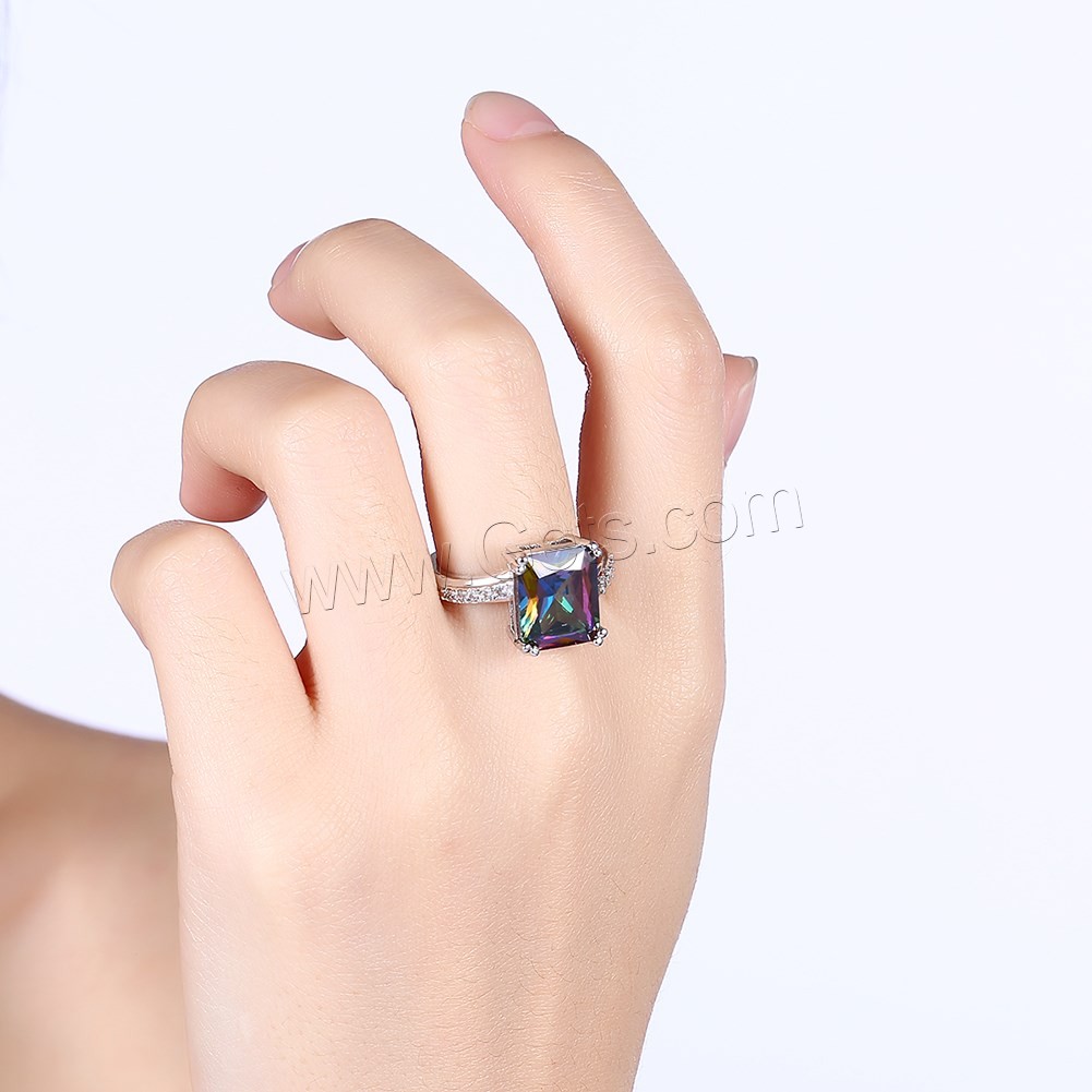 Brass, Rectangle, platinum plated, different size for choice & for woman & with cubic zirconia, 13mm, Sold By PC