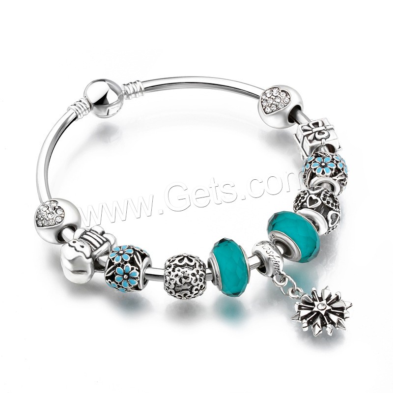 Zinc Alloy Bangle, with Crystal, plated, charm bracelet & different size for choice & for woman & faceted, Sold By PC