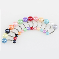 Stainless Steel Belly Ring, 316 Stainless Steel, with Acrylic, Round, Unisex, mixed colors, 8mm, 10mm, 5mm 