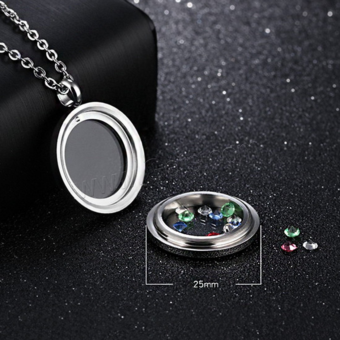 Stainless Steel Floating Charm Pendant, 316 Stainless Steel, with Glass & Rhinestone, with 2Inch extender chain, word I love you to the moon and back, different length for choice & Unisex & oval chain & enamel, original color, 25mm, Sold By Strand