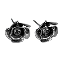 Stainless Steel Earring Stud Component, Rose, without earnut, original color 0.5mm, Inner Approx 2mm 