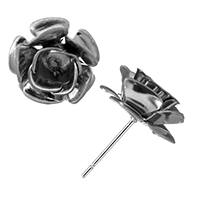 Edelstahl Ohrring Stecker, Rose, ohne Ohrmutter, originale Farbe, 13x13x16mm, 0.5mm, Innendurchmesser:ca. 4x4mm, verkauft von PC