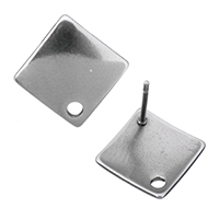 Stainless Steel Earring Stud Component, Rhombus, with loop & without earnut, original color 0.5mm, Inner Approx 
