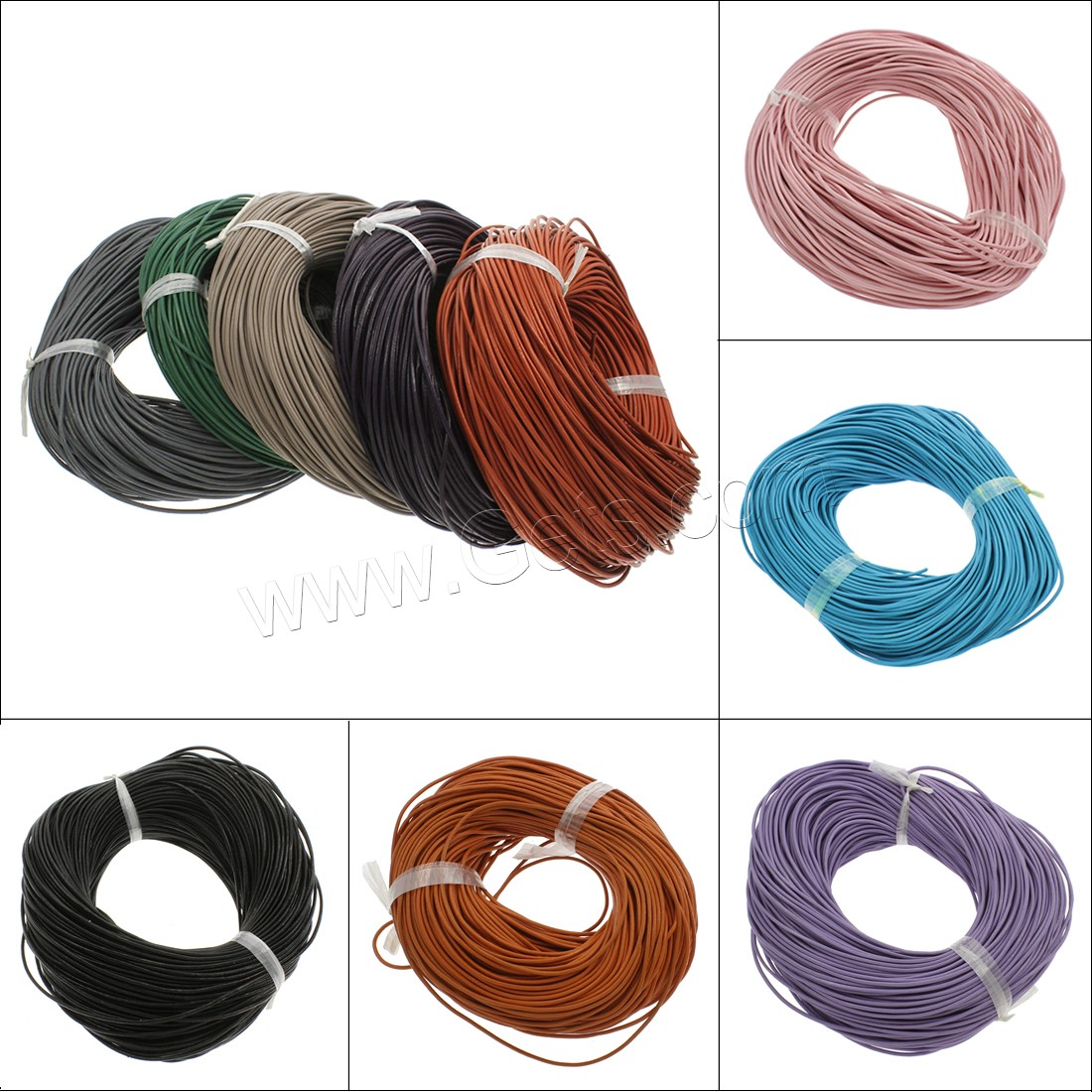 Cowhide Leather Cord, different size for choice, more colors for choice, 100Yards/Lot, Sold By Lot