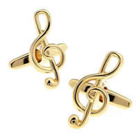 Brass Cufflinks, Music Note, gold color plated, Unisex, nickel, lead & cadmium free, 20mm 