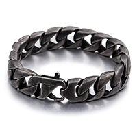Men Bracelet, 316 Stainless Steel, black ionic, twist oval chain & for man, 15mm Approx 8.5 Inch 