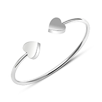 Stainless Steel Cuff Bangle, 316L Stainless Steel, Heart, for woman, original color, 11mm, 2.5mm, Inner Approx 54mm 