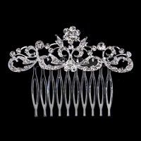 Bridal Decorative Hair Comb, Zinc Alloy, silver color plated, for bridal & for woman & with rhinestone 