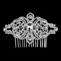 Bridal Decorative Hair Comb, Zinc Alloy, with Crystal, silver color plated, for bridal & for woman & with rhinestone 
