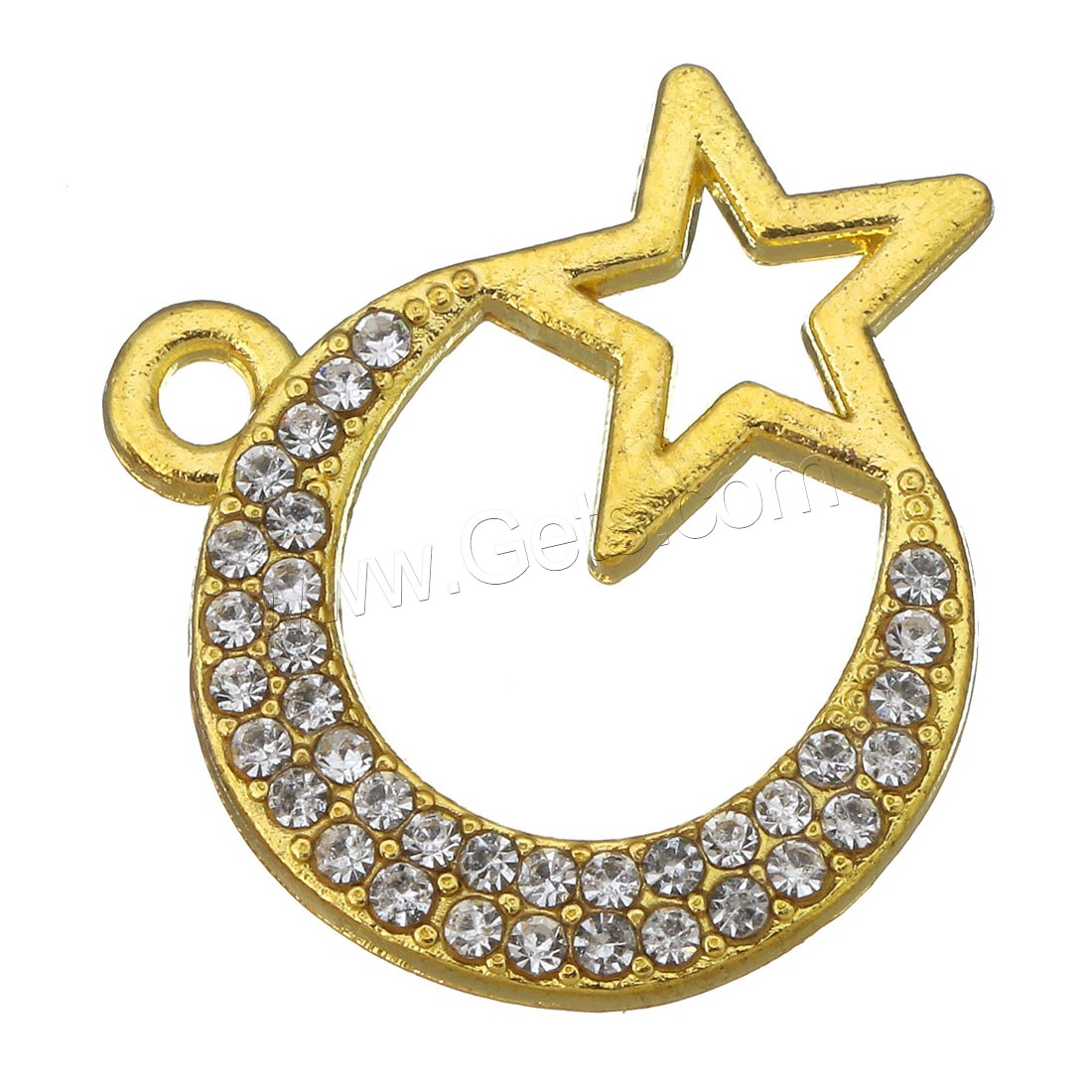 Rhinestone Zinc Alloy Connector, Moon and Star, plated, different size for choice & with rhinestone, more colors for choice, Hole:Approx 2mm, Sold By PC