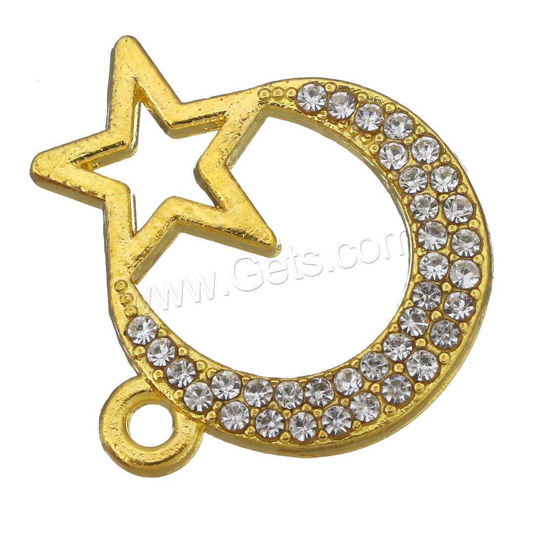 Rhinestone Zinc Alloy Connector, Moon and Star, plated, different size for choice & with rhinestone, more colors for choice, Hole:Approx 2mm, Sold By PC