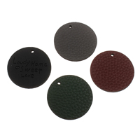 cuir PU Pendentif, Plat rond, avec le motif de lettre, plus de couleurs à choisir Environ 1.5mm, Vendu par PC