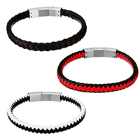 Men Bracelet, Cowhide, with Stainless Steel, braided bracelet & Unisex 8mm Approx 9 Inch 