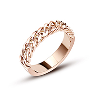 Унисекс палец кольцо, Нержавеющая сталь 316, Кольцевая форма, плакированный цветом розового золота, Мужская & разный размер для выбора продается PC