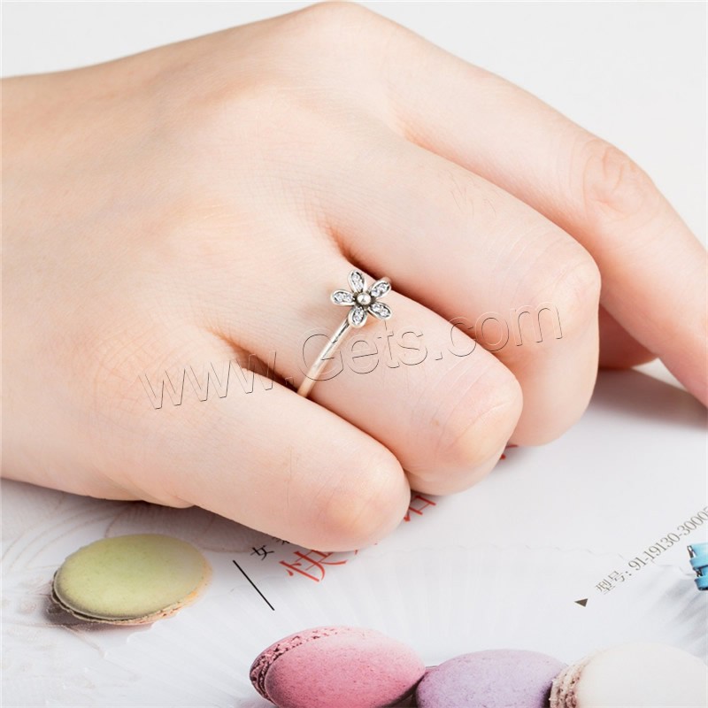 Палец кольцо Newegg®, Таиланд, Форма цветка, разный размер для выбора & инкрустированное микро кубического циркония & Женский, 3mm, продается PC