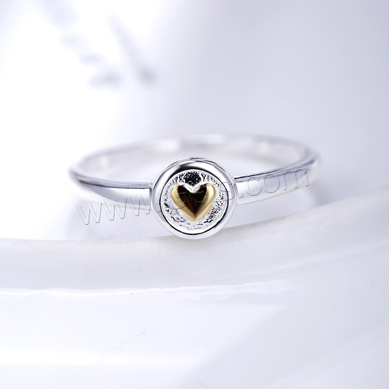El anillo de dedo Newegg®, plata de ley 925, chapado, con patrón de corazón & diverso tamaño para la opción & para mujer & 2-tono, 7mm, Vendido por UD