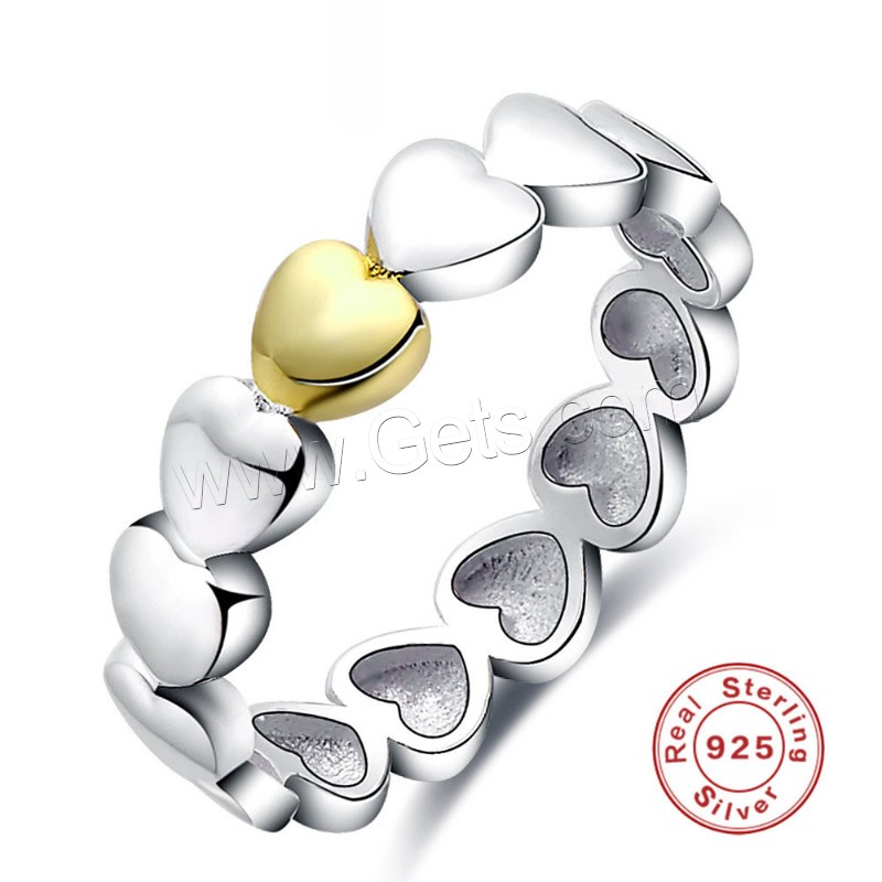 Newegg® Finger Ring, 925 Sterling Silver, Heart, plated, different size for choice & for woman & two tone, 5mm, Sold By PC