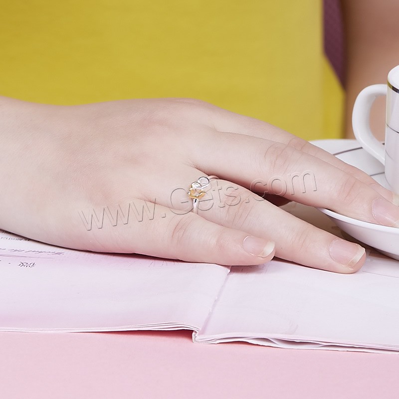 El anillo de dedo Newegg®, plata de ley 925, Corazón, chapado, diverso tamaño para la opción & para mujer & 2-tono, 10x7mm, Vendido por UD
