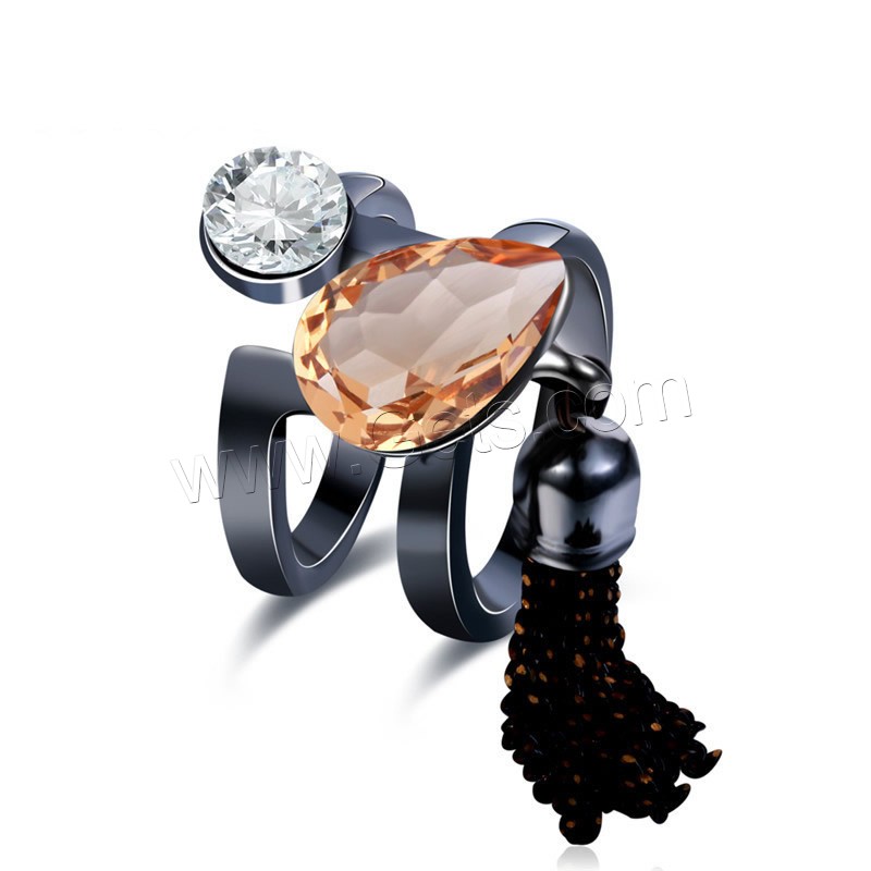 Палец кольцо Newegg®, Латунь, с Кристаллы, черный свнец, разный размер для выбора & Женский & с кубическим цирконием, 20mm, продается PC