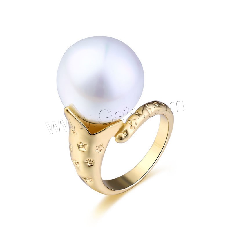 Newegg® Finger Ring, Brass, with Glass Pearl, gold color plated, different size for choice & for woman, 17mm, Sold By PC