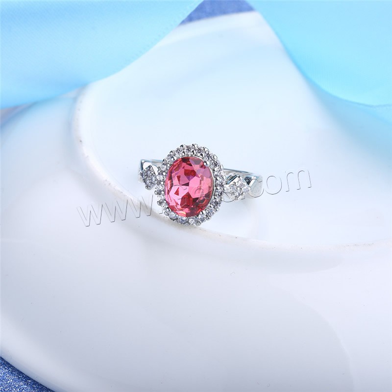 El anillo de dedo Newegg®, metal, con Cristal, chapado en platina real, diverso tamaño para la opción & para mujer & con circonia cúbica & facetas, 8x14mm, Vendido por UD