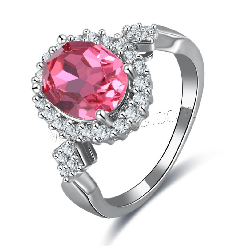 El anillo de dedo Newegg®, metal, con Cristal, chapado en platina real, diverso tamaño para la opción & para mujer & con circonia cúbica & facetas, 8x14mm, Vendido por UD