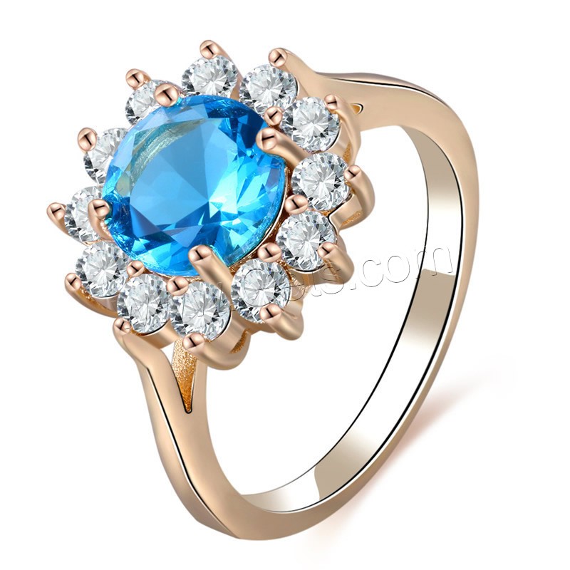 Newegg® Finger-Ring, Messing, mit Kristall, Rósegold-Farbe plattiert, verschiedene Größen vorhanden & für Frau & mit kubischem Zirkonia & facettierte, 15mm, verkauft von PC