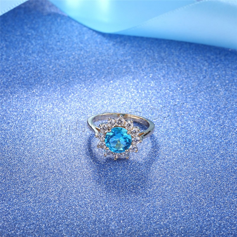 Newegg® Finger-Ring, Messing, mit Kristall, Rósegold-Farbe plattiert, verschiedene Größen vorhanden & für Frau & mit kubischem Zirkonia & facettierte, 15mm, verkauft von PC