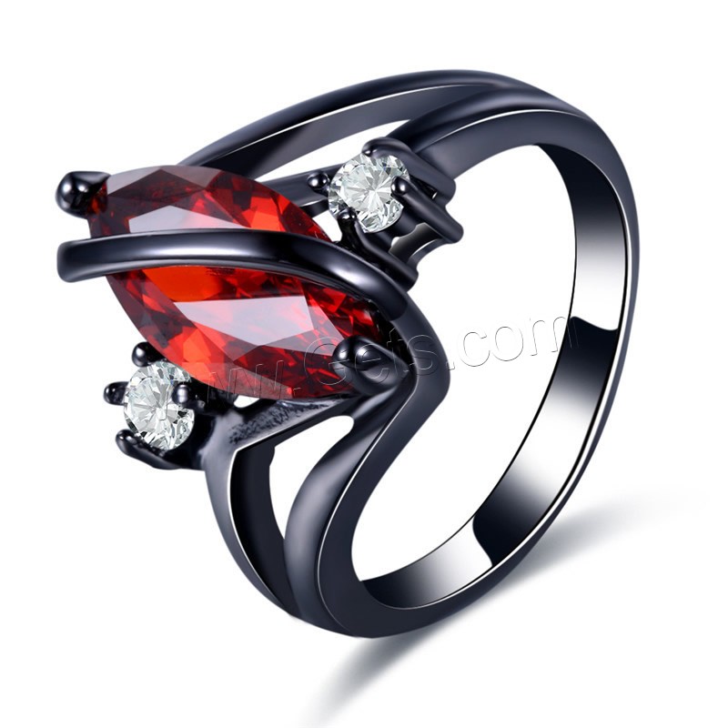 El anillo de dedo Newegg®, metal, chapado en color plomo negro, diverso tamaño para la opción & para mujer & con circonia cúbica, 15x14mm, Vendido por UD