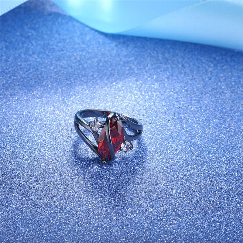 El anillo de dedo Newegg®, metal, chapado en color plomo negro, diverso tamaño para la opción & para mujer & con circonia cúbica, 15x14mm, Vendido por UD