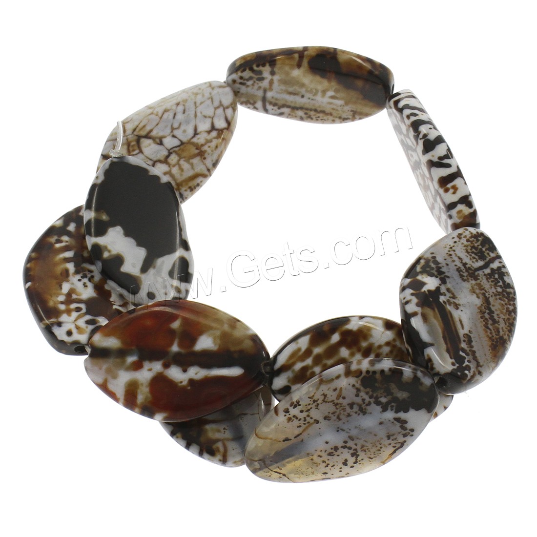 Leopard-Druck-Achat Perle, oval, verschiedene Größen vorhanden, Bohrung:ca. 1.5mm, Länge:13 ZollInch, verkauft von Strang