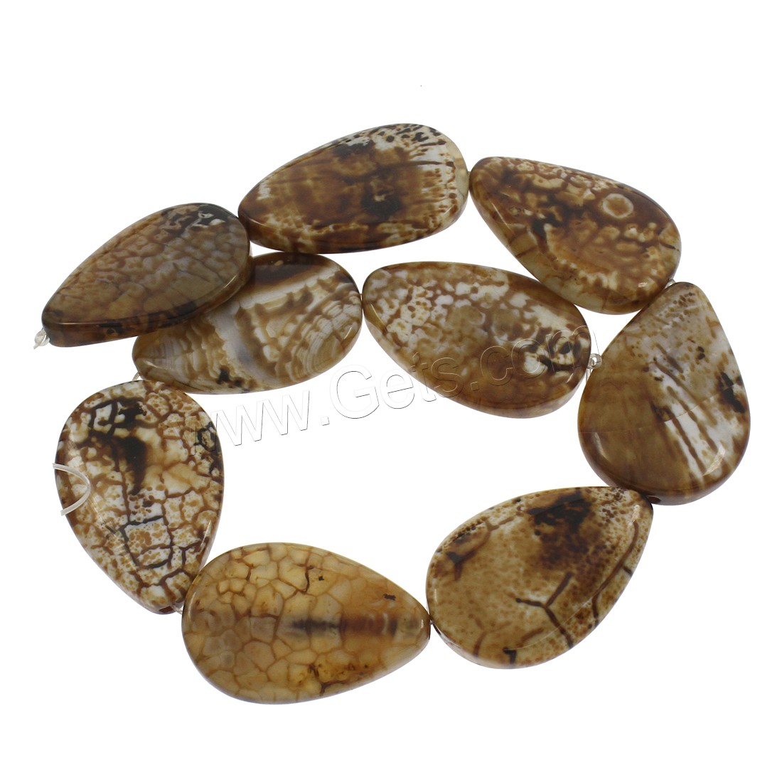 Leopard-Druck-Achat Perle, Tropfen, verschiedene Größen vorhanden, Bohrung:ca. 1.5mm, Länge:14 ZollInch, verkauft von Strang