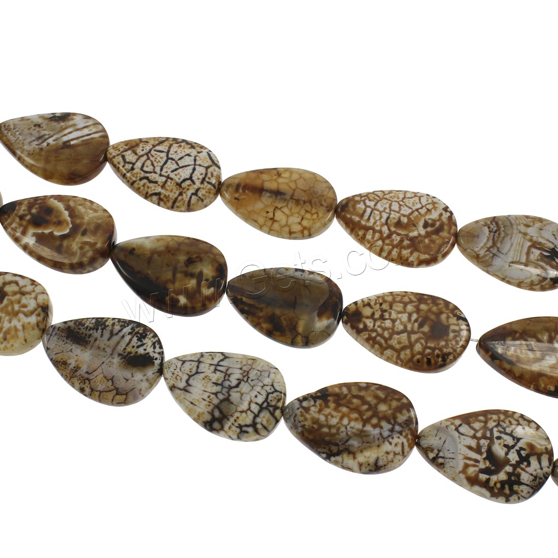 Leopard-Druck-Achat Perle, Tropfen, verschiedene Größen vorhanden, Bohrung:ca. 1.5mm, Länge:14 ZollInch, verkauft von Strang