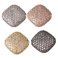 Cubic Zirconia Micro Pave Brass Beads, Rhombus, plated, micro pave cubic zirconia Approx 2.5mm 
